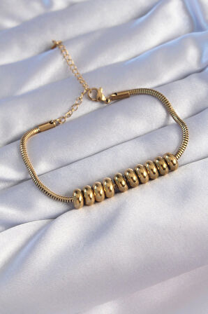 Dodes Dodes 316L Çelik Gold Renk Oval Figürlü Bileklik TG27BB6096