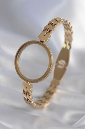 Dodes 316L Çelik Gold Renk Arpa İşleme Açılabilir Fanus Model Kadın Kelepçe TG27BB5911