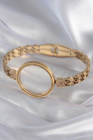 Dodes 316L Çelik Gold Renk Arpa İşleme Açılabilir Fanus Model Kadın Kelepçe TG27BB5911