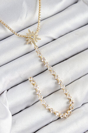 Dodes Dodes Pirinç Zirkon Taşlı Kutup Yıldızı Model Gümüş Renk Y Kolye TG27BKO10453