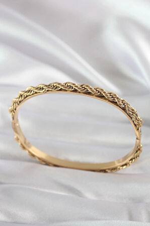 Dodes 316L Çelik Gold Renk Burgu Zincir Model Kadın Kelepçe TG27BB5904