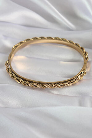 Dodes 316L Çelik Gold Renk Burgu Zincir Model Kadın Kelepçe TG27BB5904