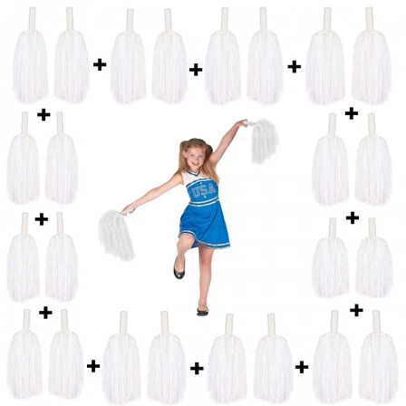 Dodes 12 Çift Beyaz Gösteri Ponponu (24 Adet)