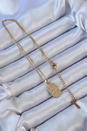 Dodes Dodes 316L Çelik Zincir Altın Renk Zirkon Taşlı Kutup Yıldızlı Vintage Kolye TG27BKO9123