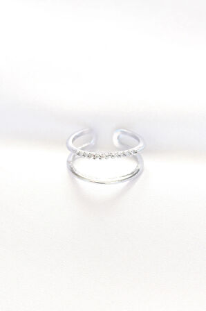 Dodes 2li Görünümlü Su Yolu Tasarımlı Silver Renk Ayarlanabilir Yüzük TG27BYK3135