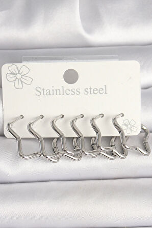 Dodes 316L Çelik Gümüş Renk Yıldız Model Kadın Küpe Seti TG27BKP10351