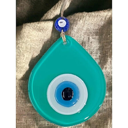 Dodes Orta Boy Açık Yeşil Damla Desen Nazar Boncuklu Duvar Dekoru Cam Duvar Süsü