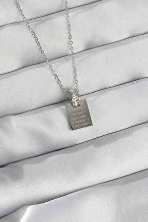 Dodes 316L Çelik Zincir Gümüş Renk Zirkon Taşlı Aşk Mektubu Kolye TG27BKO8908