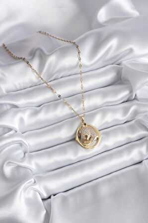 Dodes Dodes 316L Çelik Gold Renk Zirkon Taşlı Jaguar Model Kadın Kolye TG27BKO8178