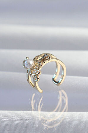 Dodes Dodes Pirinç Gold Renk İncili Ahtapot Earcuff Küpe TG27BKP9333