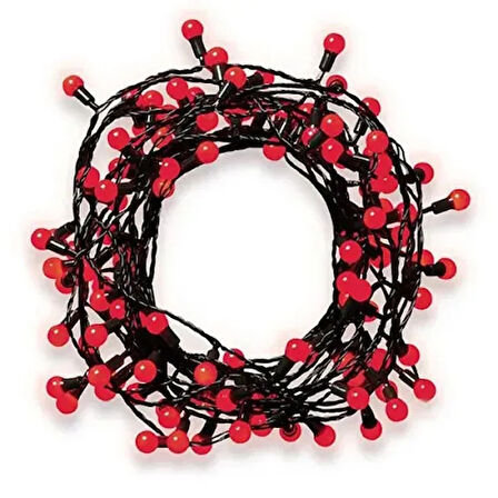 Dodes 5m 28 LED Mini Top Işık Kırmızı - Fişli, Siyah Kablo