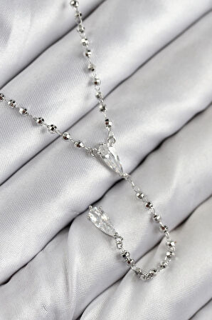 Dodes Pirinç Zirkon Taşlı Gümüş Renk Kadın Y Kolye TG27BKO10496