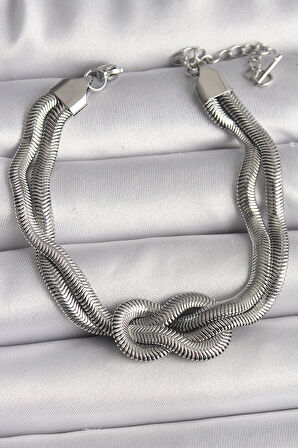 Dodes Dodes 316L Çelik Gümüş Renk Düğüm Model Kadın Bileklik TG27BB6711