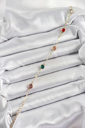 Dodes Pirinç Asorti Model Gold Renk Zirkon Taşlı Kadın Bileklik TG27BB7039