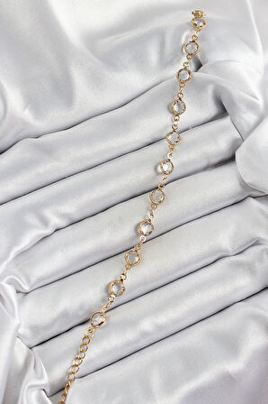 Dodes Dodes Pirinç Gold Renk Zirkon Taşlı Kadın Bileklik TG27BB8082