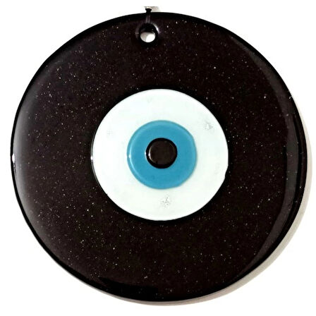 Dodes Mavi Nazar Boncuklu 16 Santimetre El Yapımı Siyah Duvar Süsü Nazarlık