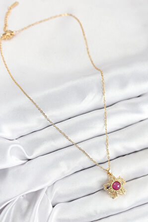 Dodes Dodes 316L Çelik Zirkon Taşlı Döner Güneş Model Gold Renk Kadın Kolye TG27BKO10510