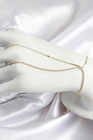 Dodes Dodes Pirinç Zirkon Taşlı Ezme Zincir Model Gold Renk Kadın Şahmeran TG27SN689