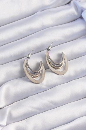 Dodes Pirinç Gold Gümüş Renkli Düz Plaka Halka Küpe TG27BKP9229