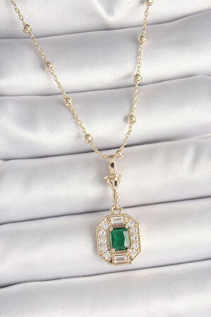 Dodes Dodes Pirinç Gold Renk Zirkon Taşlı Topçuk Zincir Serenay Model Kadın Kolye TG27BKO9902