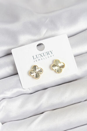 Dodes Pirinç Gold Renk Tekli Yonca Kadın Küpe TG27BKP11232