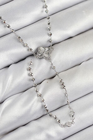 Dodes Pirinç Zirkon Taşlı Yonca Model Gümüş Renk Kadın Y Kolye TG27BKO10498