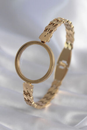 Dodes Dodes 316L Çelik Gold Renk Arpa İşleme Açılabilir Fanus Model Kadın Kelepçe TG27BB5911