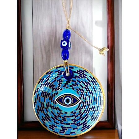 Dodes Prizma Desen Nazar Boncuklu Gözlü Duvar Süsü Cam Duvar Dekoru