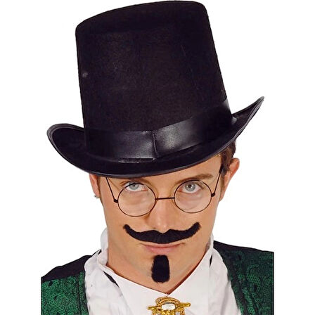 Dodes Yetişkinler İçin Siyah Renk Ringmaster Sihirbaz Şapkası Silindir Şapka