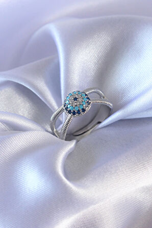 Dodes Gümüş Renk Nazar Boncuk Model Kadın Yüzük TG27BYK2567