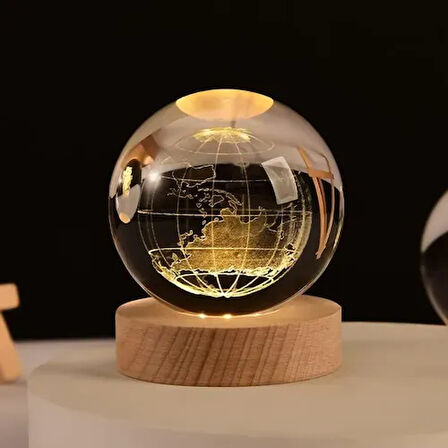 Dodes Dekoratif Dünya Tasarımlı Işıklı Cam Küre