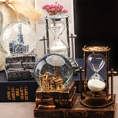 Dodes Dekoratif Kar Küresi ve Kum Saati Gold