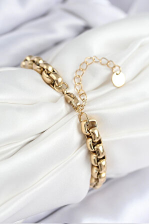 Dodes 316L Çelik Halat Zincir Model Gold Renk Kadın Bileklik TG27BB7830