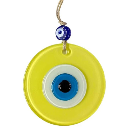 Dodes Mini Boy Sarı Nazar Boncuklu Duvar Süsü 10 Cm Cam Duvar Dekoru