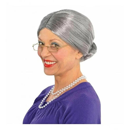 Dodes Gri Yaşlı Peruğu çocuk yetişkin uyumlu