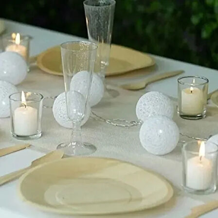 Dodes 2m 10'lu Işıklı Beyaz Top Dekoratif Süs