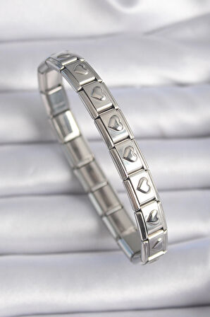 Dodes 316L Çelik Gümüş Renk Kalp İşleme Nomination Charm Bileklik TG27BB6461