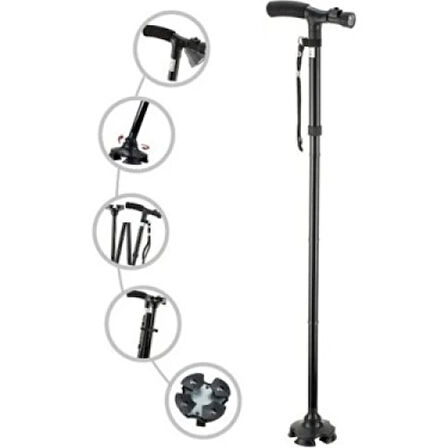 Dodes Hareketli Led Işıklı Katlanır Baston