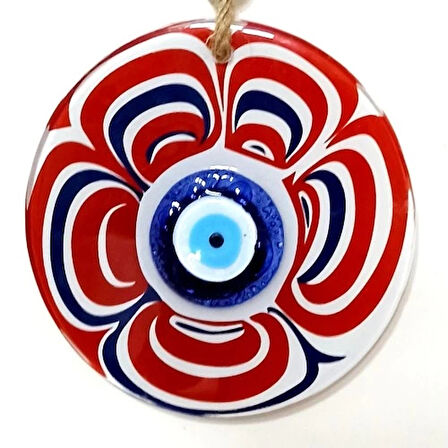 Dodes Cam Nazar Boncuklu Kırmızı Şeker Modelli Duvar Süsü