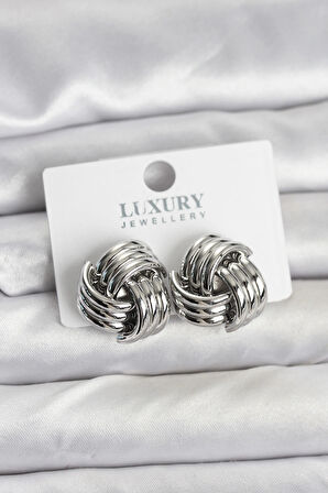 Dodes Dodes Pirinç Sarmal Gümüş Renk Kadın Küpe TG27BKP11347