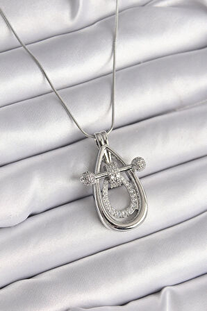 Dodes 316L Çelik Gümüş Renk Zirkon Taşlı Damla Model Kadın Kolye TG27BKO9606