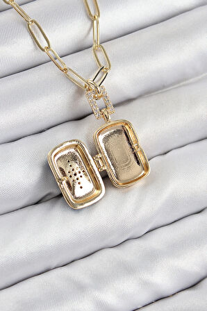 Dodes Pirinç Zirkon Taşlı Açılabilir Kutup Yıldızı Model Gold Renk Kadın Kolye TG27BKO10430