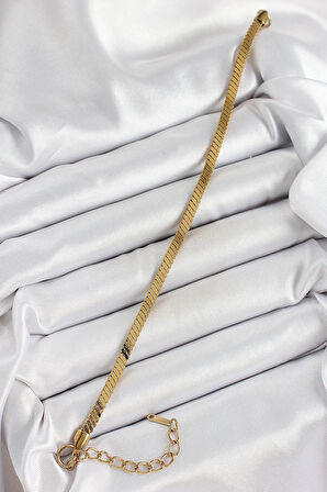 Dodes 316L Çelik Gold Renk Yassı Zincir Model Kadın Bileklik TG27BB7086