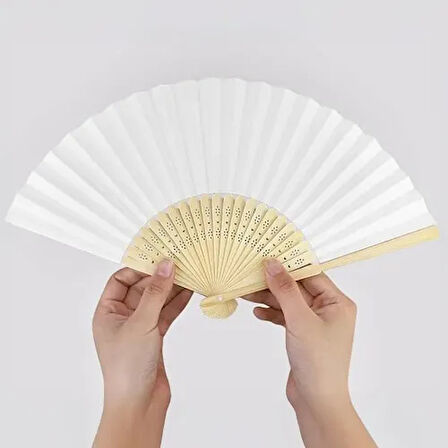 Dodes Ahşap Beyaz Kağıt Yelpaze