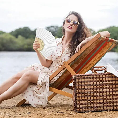 Dodes Ahşap Beyaz Kağıt Yelpaze