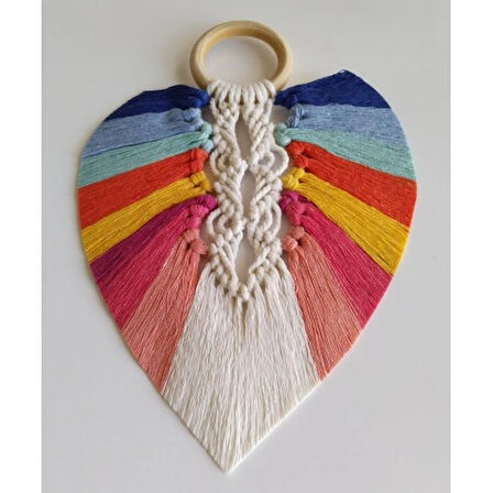 Dodes Yedi Çakra Renklerinde Yaprak Makrome Duvar Dekoru