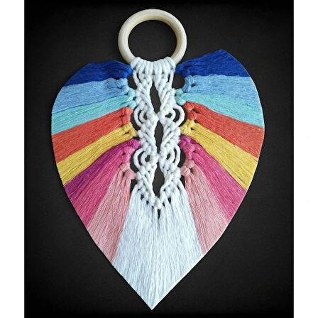 Dodes Yedi Çakra Renklerinde Yaprak Makrome Duvar Dekoru