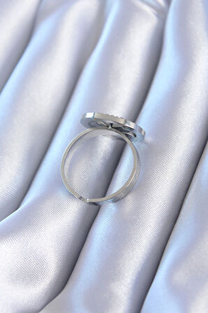 Dodes Dodes 316L Çelik Gümüş Renk Zirkon Taşlı Yonca Model Kadın Yüzük TG27BYK2765