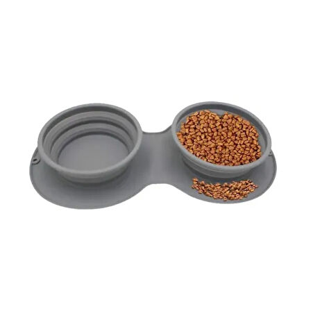 Dodes Mikopet Katlanabilir İkili Mama ve Su Kabı