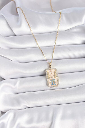 Dodes Dodes 316L Çelik Gold Renk Zincir İkizler Burcu Zirkon Taşlı Kadın Kolye TG27BKO9468